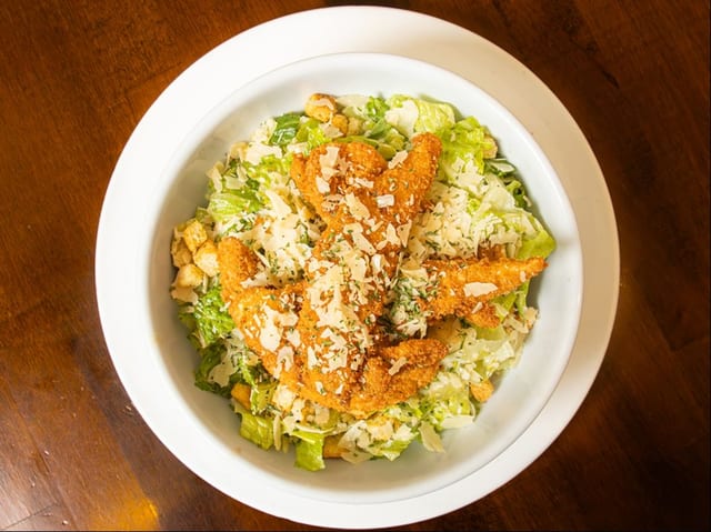 Crispy Chicken Caesar Salad.